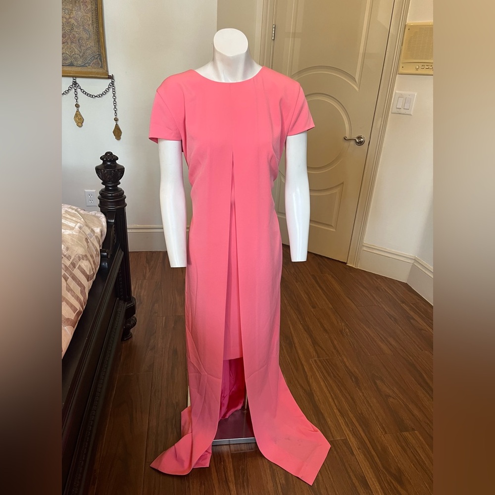 ST JOHN evening overlay crepe A-lined dress size 12